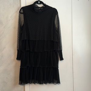Endless Rose long sleeve black lace tiered dress size s